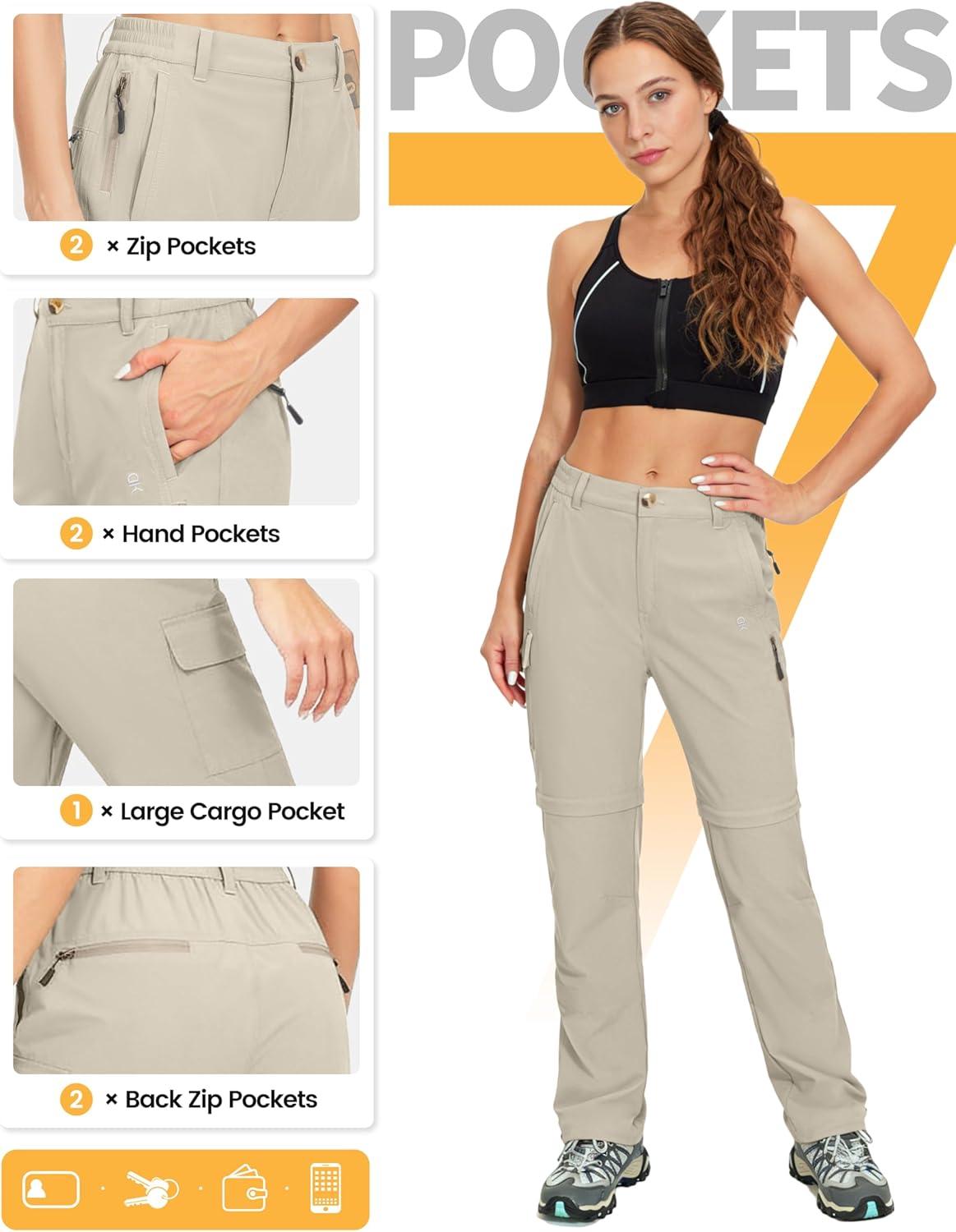 imageLittle Donkey Andy Womens Convertible Hiking Pants ZipOff Quick DryLightweight Outdoor Pants with 7 Deep PocketsKhaki