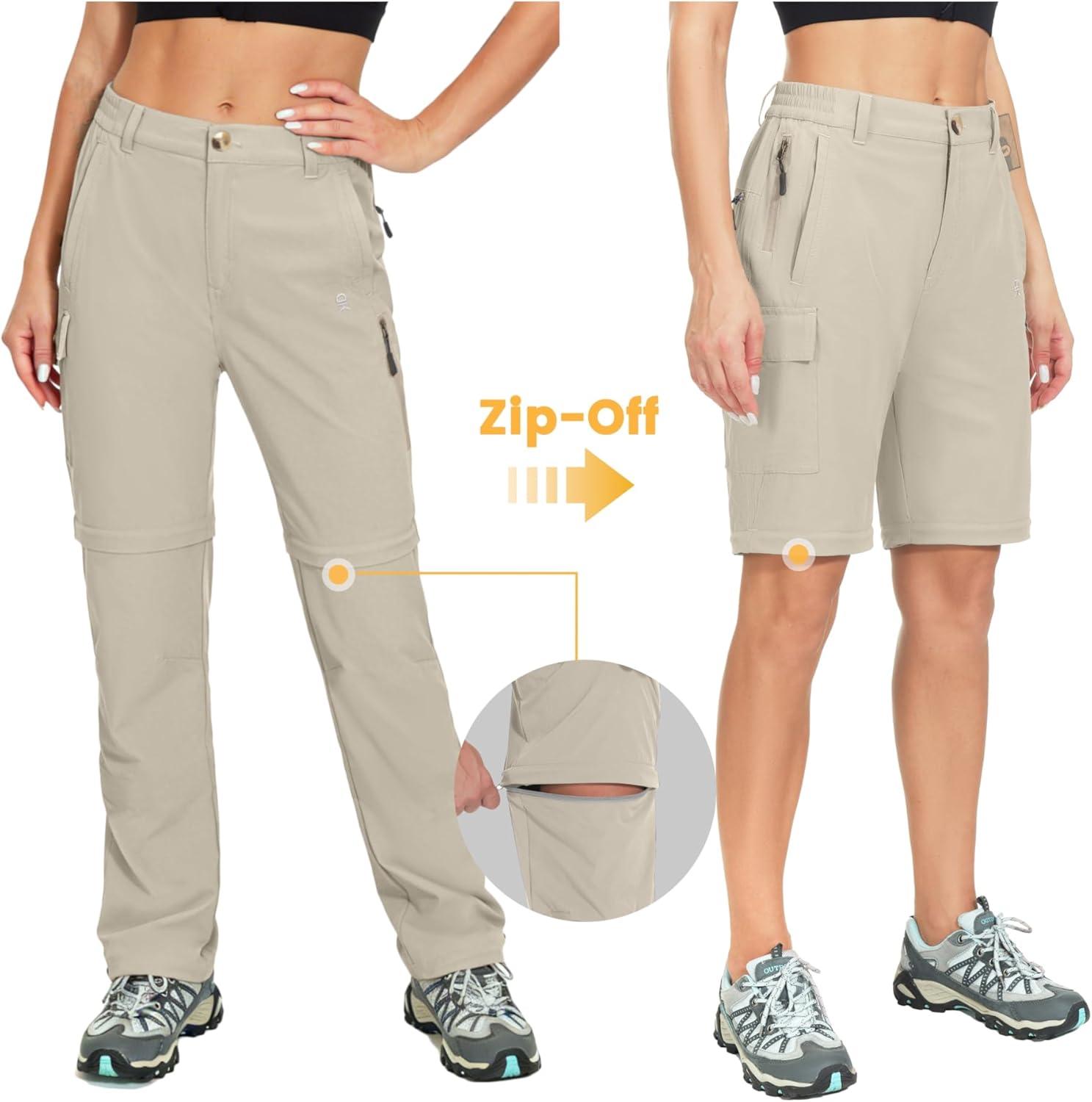 imageLittle Donkey Andy Womens Convertible Hiking Pants ZipOff Quick DryLightweight Outdoor Pants with 7 Deep PocketsKhaki