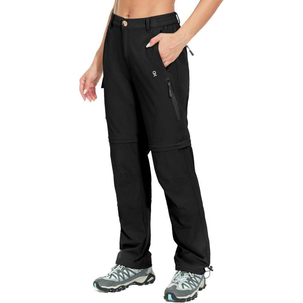 imageLittle Donkey Andy Womens Convertible Hiking Pants ZipOff Quick DryLightweight Outdoor Pants with 7 Deep PocketsBlack