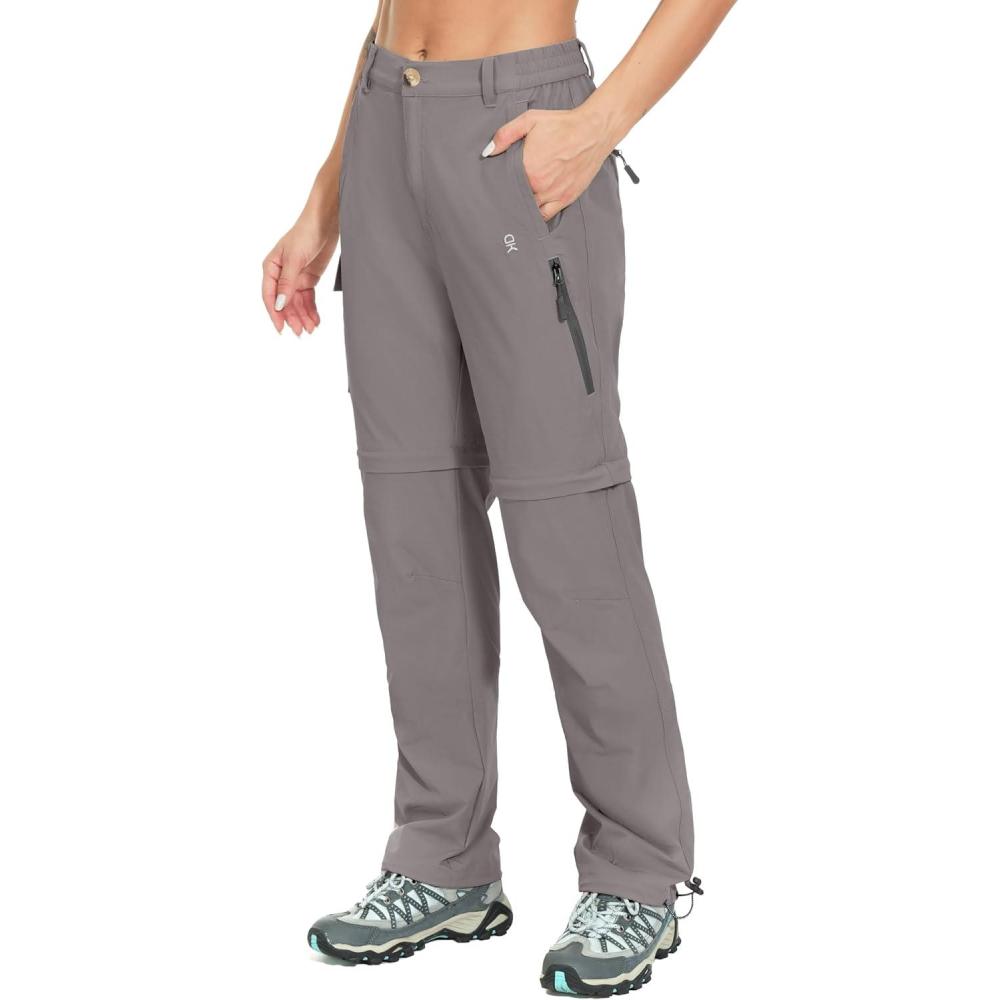 imageLittle Donkey Andy Womens Convertible Hiking Pants ZipOff Quick DryLightweight Outdoor Pants with 7 Deep PocketsGray