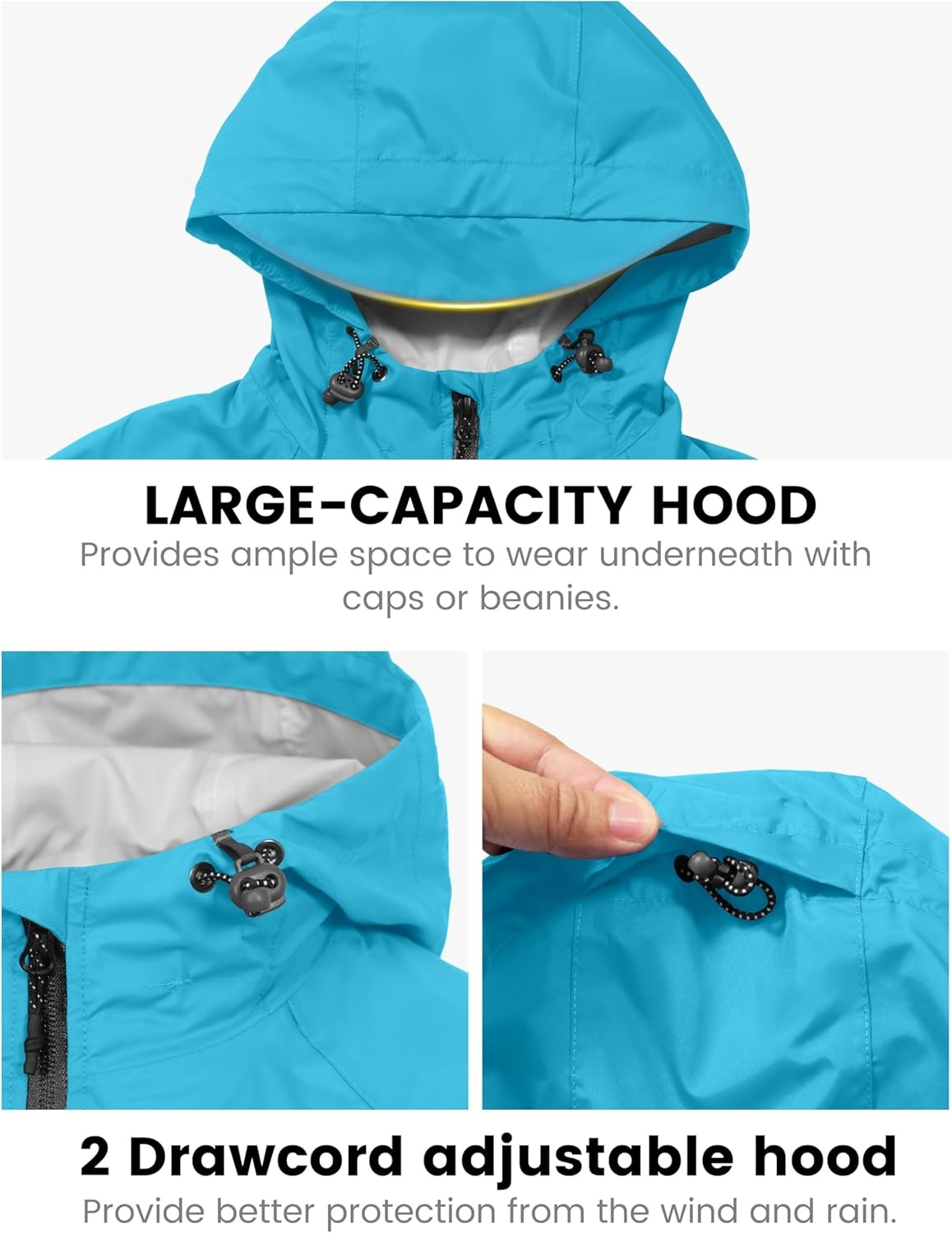 image:imageLittle Donkey Andy Womens Long Cycling Rain JacketPackable Waterproof Windbreaker Lightweight for Running amp BikingBright Blue