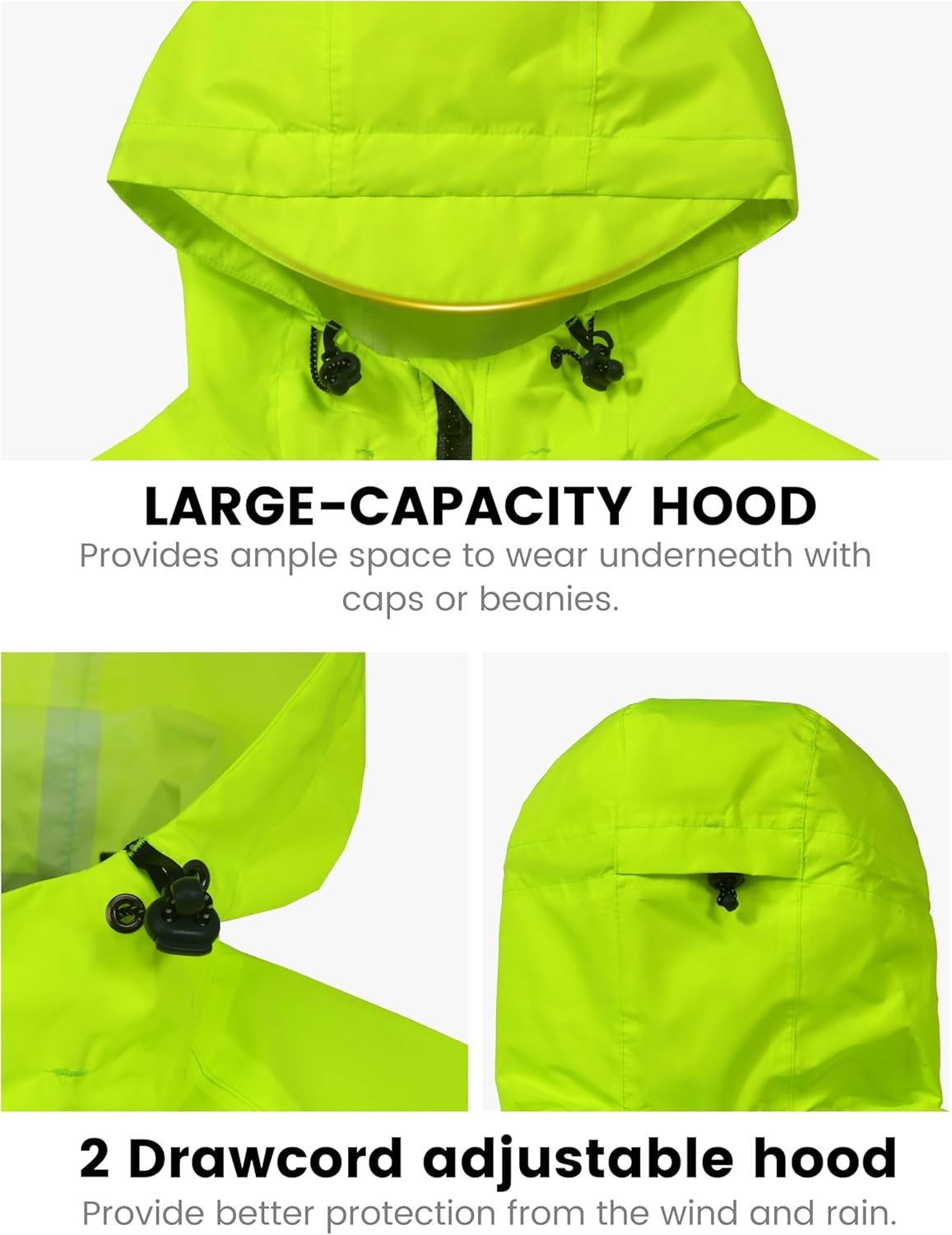image:imageLittle Donkey Andy Womens Long Cycling Rain JacketPackable Waterproof Windbreaker Lightweight for Running amp BikingFluorescent Green
