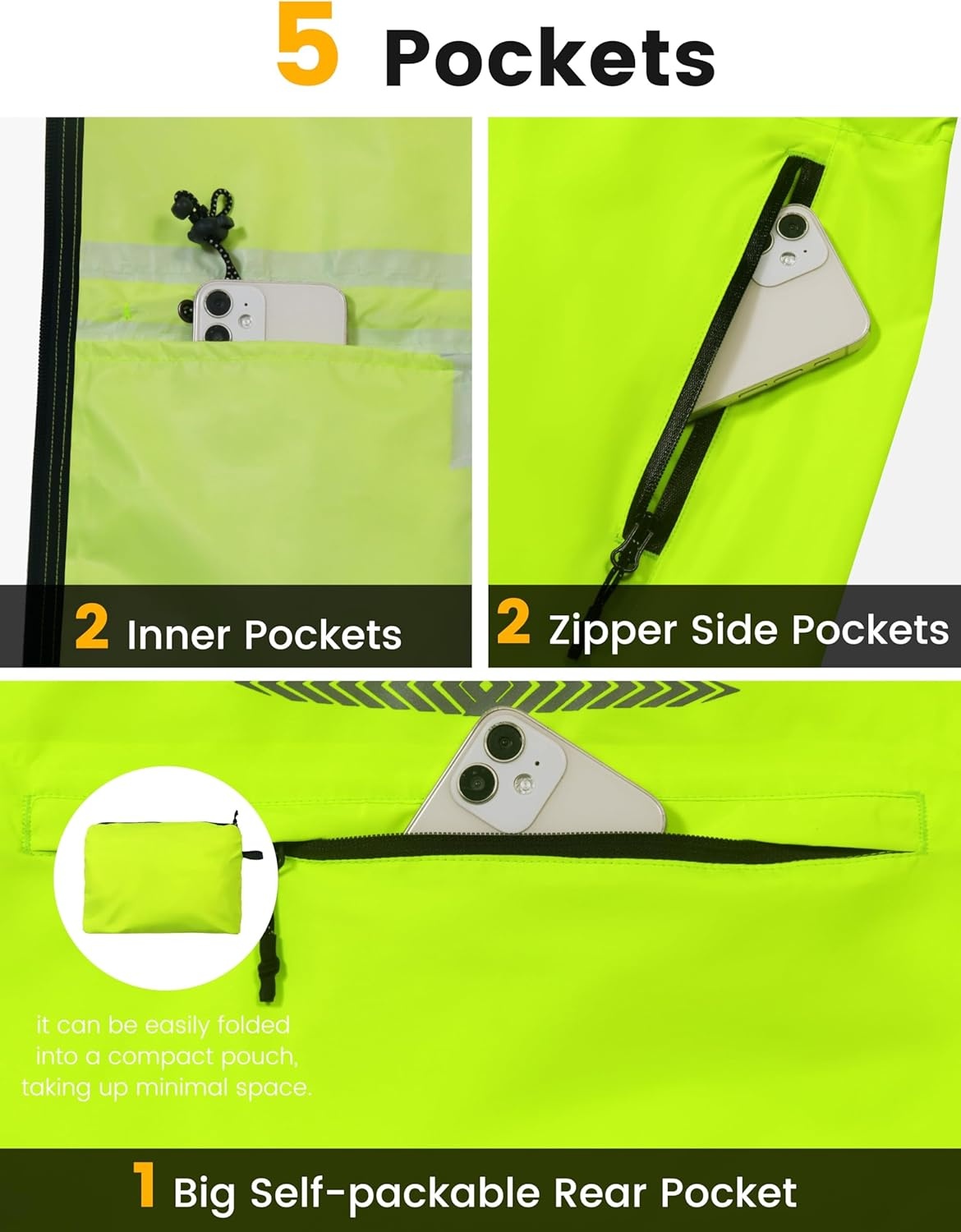 image:imageLittle Donkey Andy Womens Long Cycling Rain JacketPackable Waterproof Windbreaker Lightweight for Running amp BikingFluorescent Green