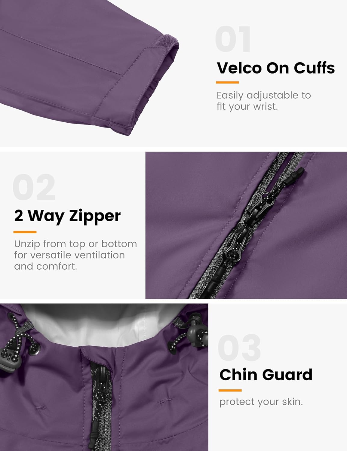 image:imageLittle Donkey Andy Womens Long Cycling Rain JacketPackable Waterproof Windbreaker Lightweight for Running amp BikingPurple