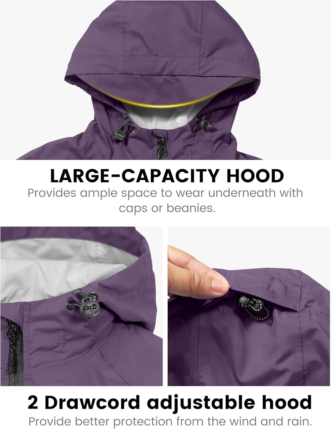 image:imageLittle Donkey Andy Womens Long Cycling Rain JacketPackable Waterproof Windbreaker Lightweight for Running amp BikingPurple