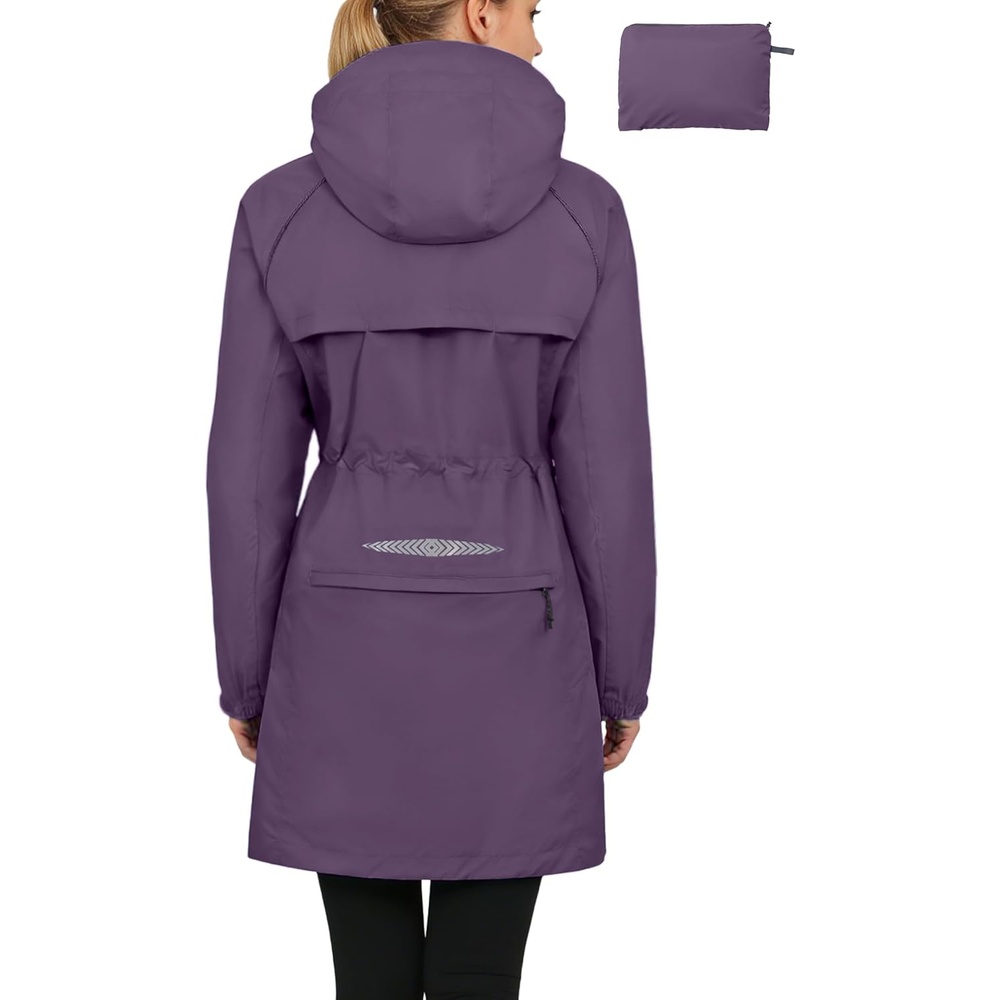 image:imageLittle Donkey Andy Womens Long Cycling Rain JacketPackable Waterproof Windbreaker Lightweight for Running amp BikingPurple