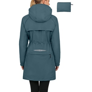 Little Donkey Andy Women’s Long Cycling Rain Jacket-Packable Waterproof Windbreaker, Lightweight for Running & Biking(Dark Grey)