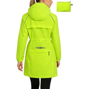 Little Donkey Andy Women’s Long Cycling Rain Jacket-Packable Waterproof Windbreaker, Lightweight for Running & Biking(Fluorescent Green)
