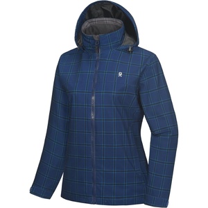 Little Donkey Andy Women’s Rain Jacket Lightweight Packable Raincoat with Hood Waterproof Windbreaker for Hiking Golf Travel(Blue Plaid)
