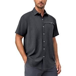 Little Donkey Andy Men’s Lightweight UPF 50+ Short Sleeve Shirt, Breathable Fishing Hiking Shirt, Air-Holes Tech(Black Heather)