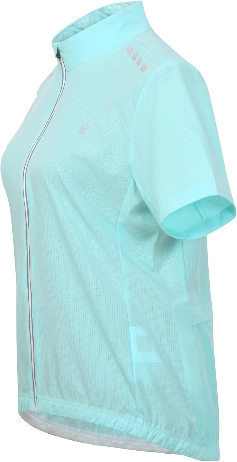 image:imageLittle Donkey Andy Womens Breathable Cycling Jersey Short Sleeve Jacket Quick Dry UPF 50 Reflective ZipperLight Blue