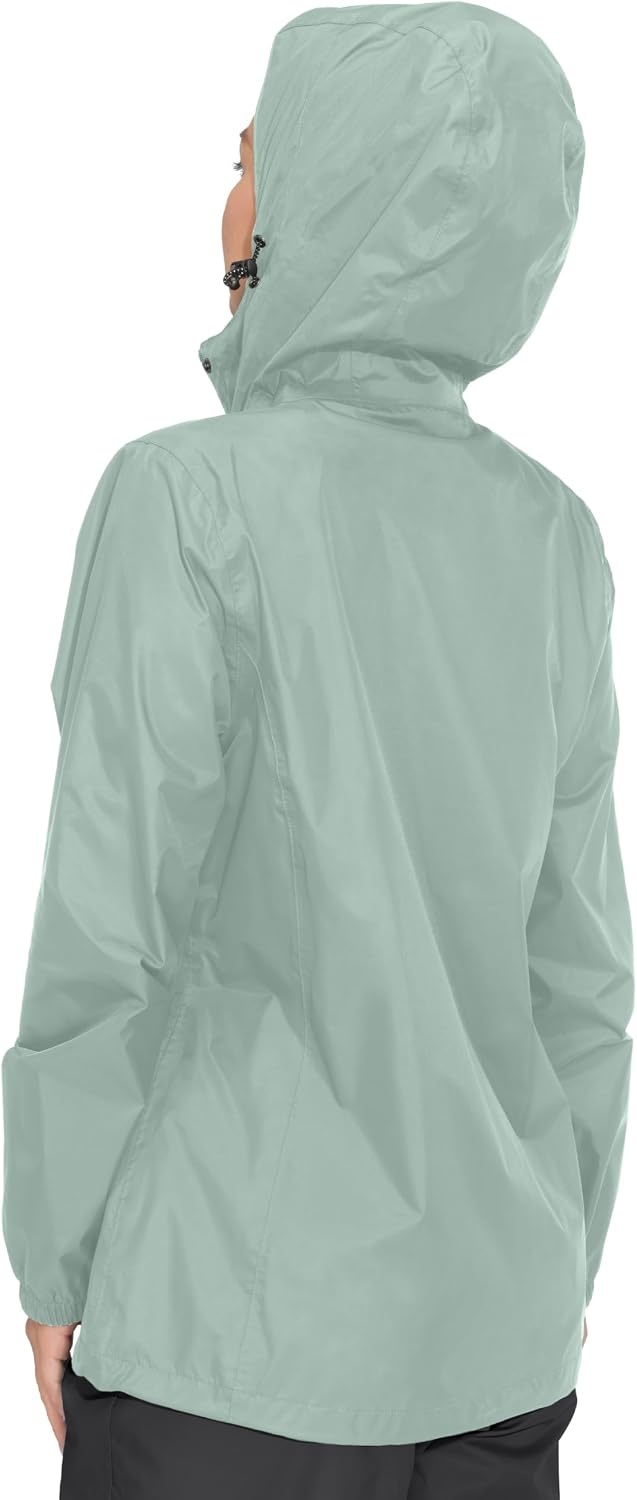image:imageLittle Donkey Andy Womens Packable Rain Jacket Lightweight Waterproof Hooded Windbreaker for Hiking Travel FishingDusty Sage Green