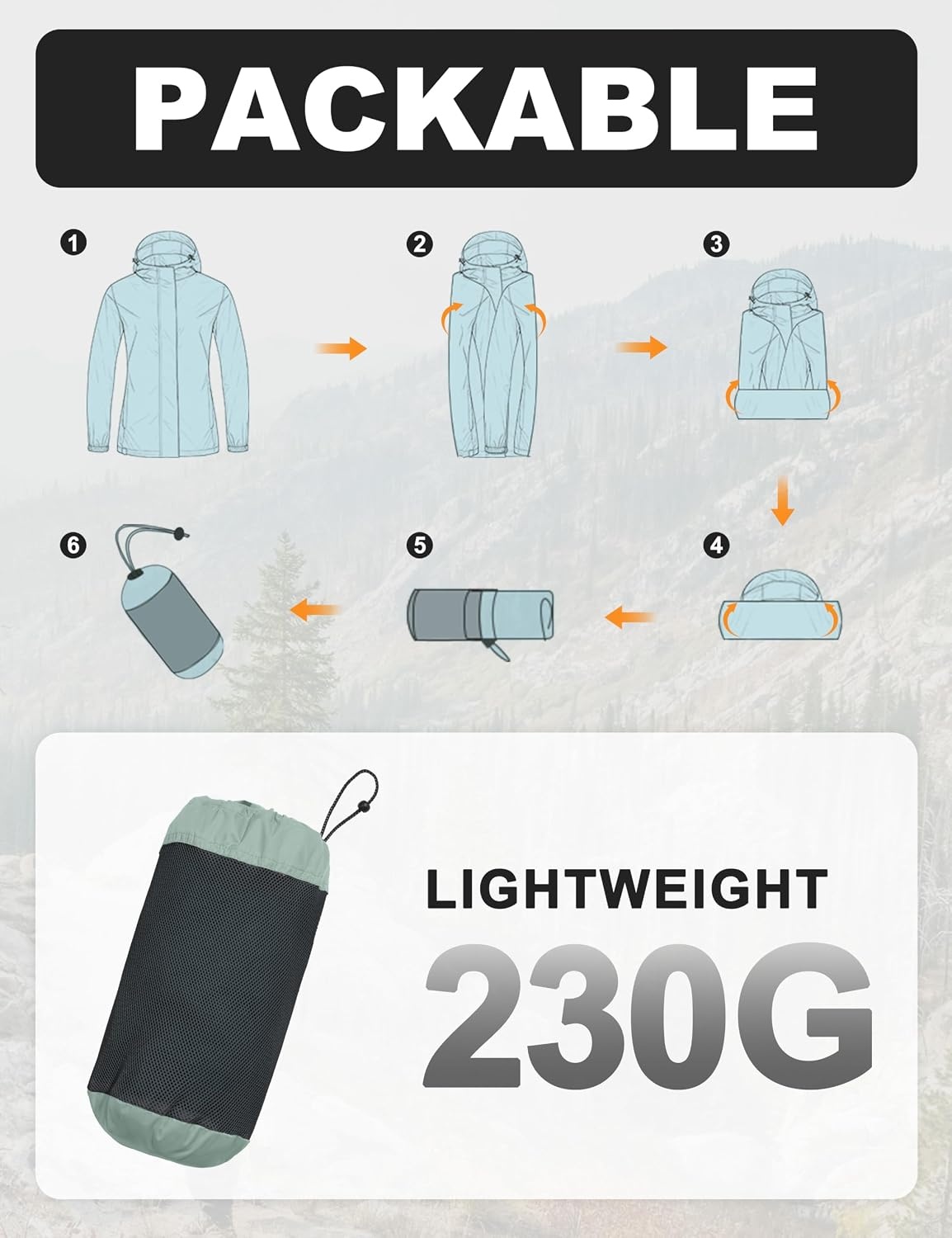 image:imageLittle Donkey Andy Womens Packable Rain Jacket Lightweight Waterproof Hooded Windbreaker for Hiking Travel FishingDusty Sage Green