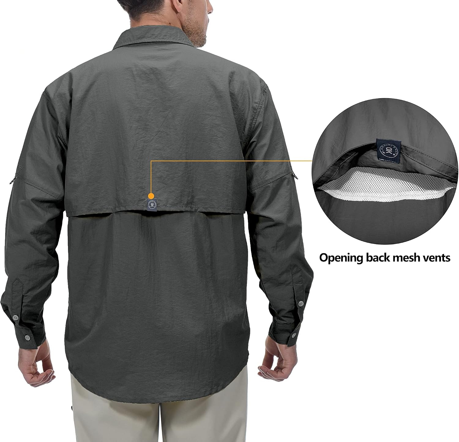 image:imageLittle Donkey Andy Mens UPF 50 UV Protection Shirt Long Sleeve Fishing Hiking ShirtGray