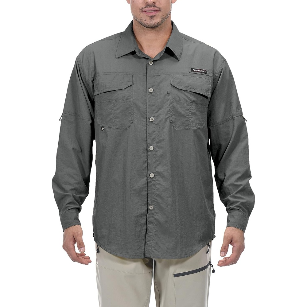 image:imageLittle Donkey Andy Mens UPF 50 UV Protection Shirt Long Sleeve Fishing Hiking ShirtGray