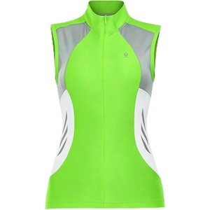 Little Donkey Andy Women’s Half Zip Breathable Cycling Vests Reflective Sleeveless Jerseys Shirts Running 4 Rear Pockets(A01.fluorescent Yellow)