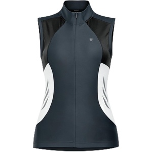Little Donkey Andy Women’s Half Zip Breathable Cycling Vests Reflective Sleeveless Jerseys Shirts Running 4 Rear Pockets(A01.steel Grey)
