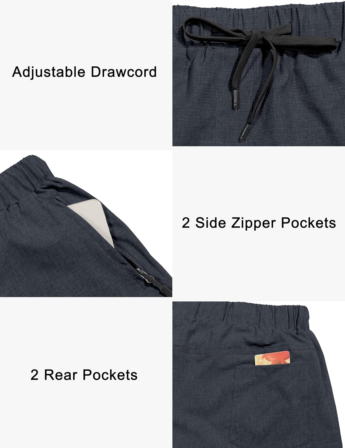 image:imageLittle Donkey Andy Womens 3 inch Hiking Shorts Quick Dry Lightweight Summer Athletic Shorts with Zipper PocketsDark Gray