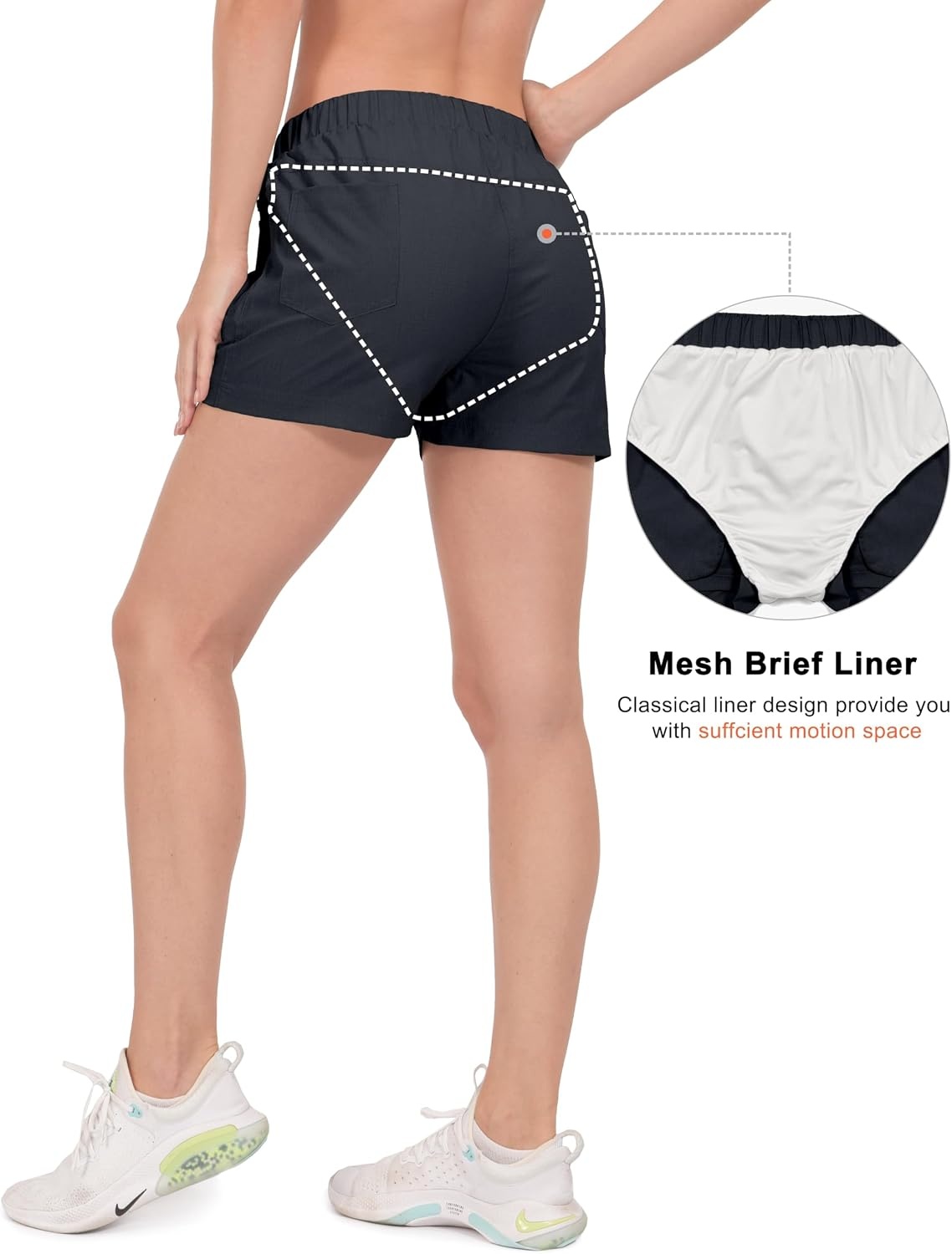 image:imageLittle Donkey Andy Womens 3 inch Hiking Shorts Quick Dry Lightweight Summer Athletic Shorts with Zipper PocketsDark Gray