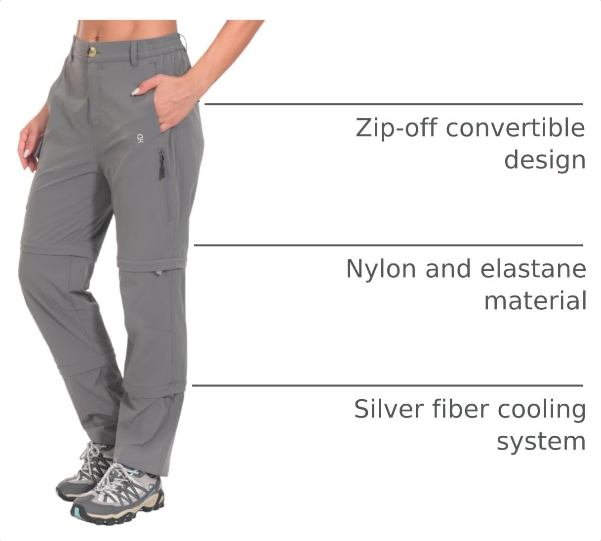 image:imageLittle Donkey Andy Womens Convertible Pants 3 in 1 Zip Off Hiking Pants 7 Pockets Quick Dry Water Resistant Stretch 3in1 Zip off 3 Legs Sun Protection UPF 50 for Outdoor Hiking amp SafariGray