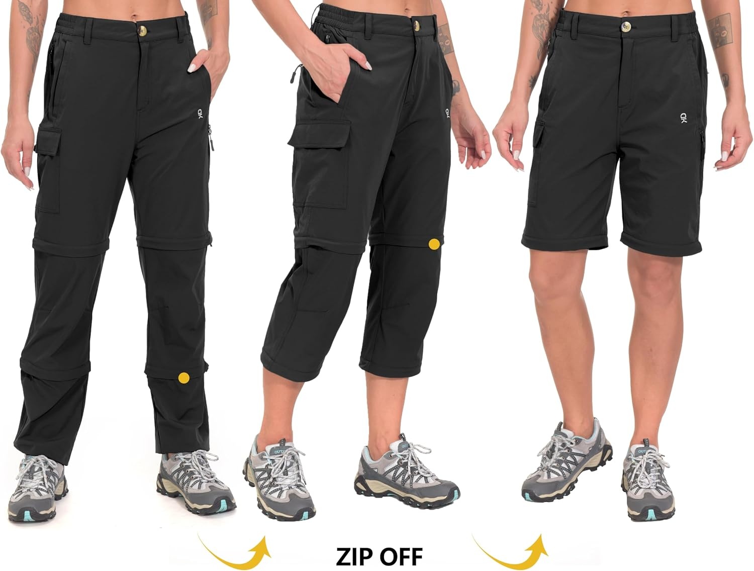 image:imageLittle Donkey Andy Womens Convertible Pants 3 in 1 Zip Off Hiking Pants 7 Pockets Quick Dry Water Resistant Stretch 3in1 Zip off 3 Legs Sun Protection UPF 50 for Outdoor Hiking amp SafariBlack