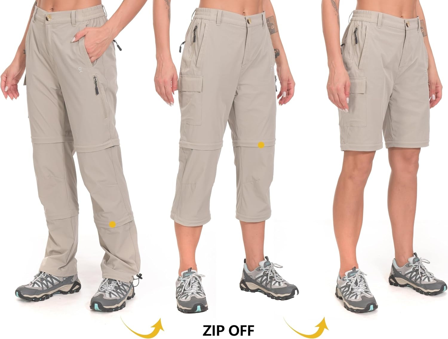 image:imageLittle Donkey Andy Womens Convertible Pants 3 in 1 Zip Off Hiking Pants 7 Pockets Quick Dry Water Resistant Stretch 3in1 Zip off 3 Legs Sun Protection UPF 50 for Outdoor Hiking amp SafariKhaki