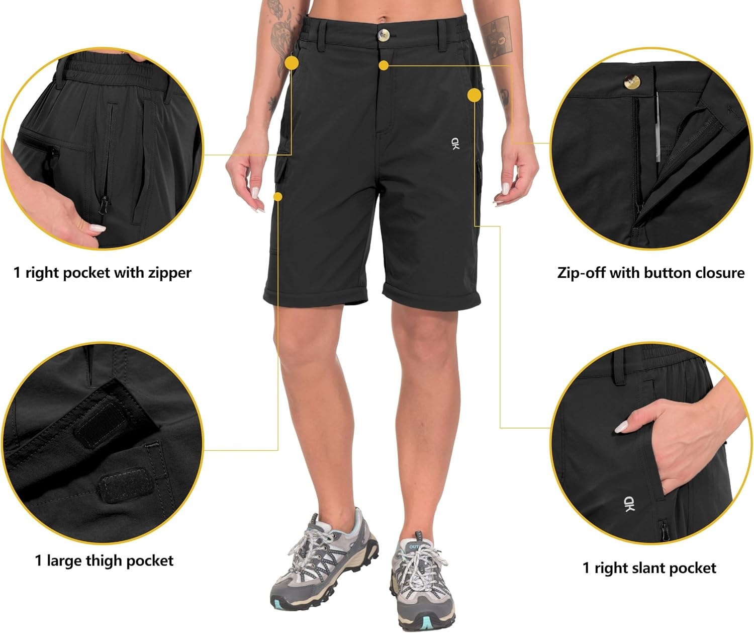 image:imageLittle Donkey Andy Womens Convertible Pants 3 in 1 Zip Off Hiking Pants 7 Pockets Quick Dry Water Resistant Stretch 3in1 Zip off 3 Legs Sun Protection UPF 50 for Outdoor Hiking amp SafariBlack