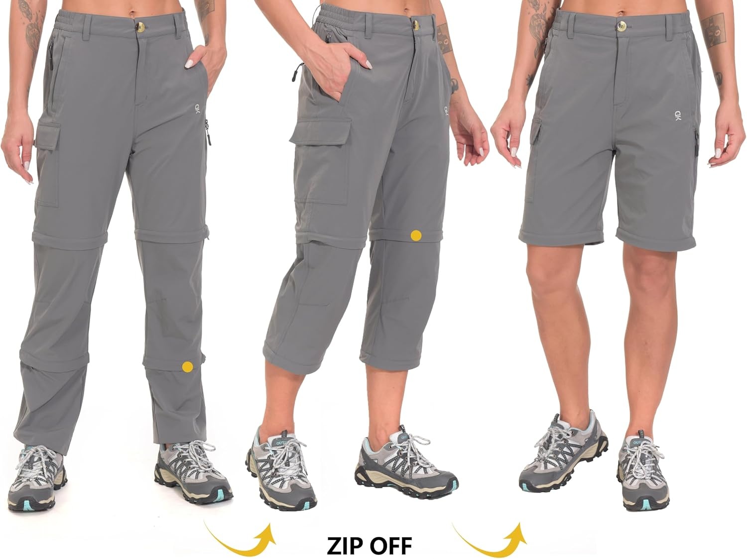image:imageLittle Donkey Andy Womens Convertible Pants 3 in 1 Zip Off Hiking Pants 7 Pockets Quick Dry Water Resistant Stretch 3in1 Zip off 3 Legs Sun Protection UPF 50 for Outdoor Hiking amp SafariGray