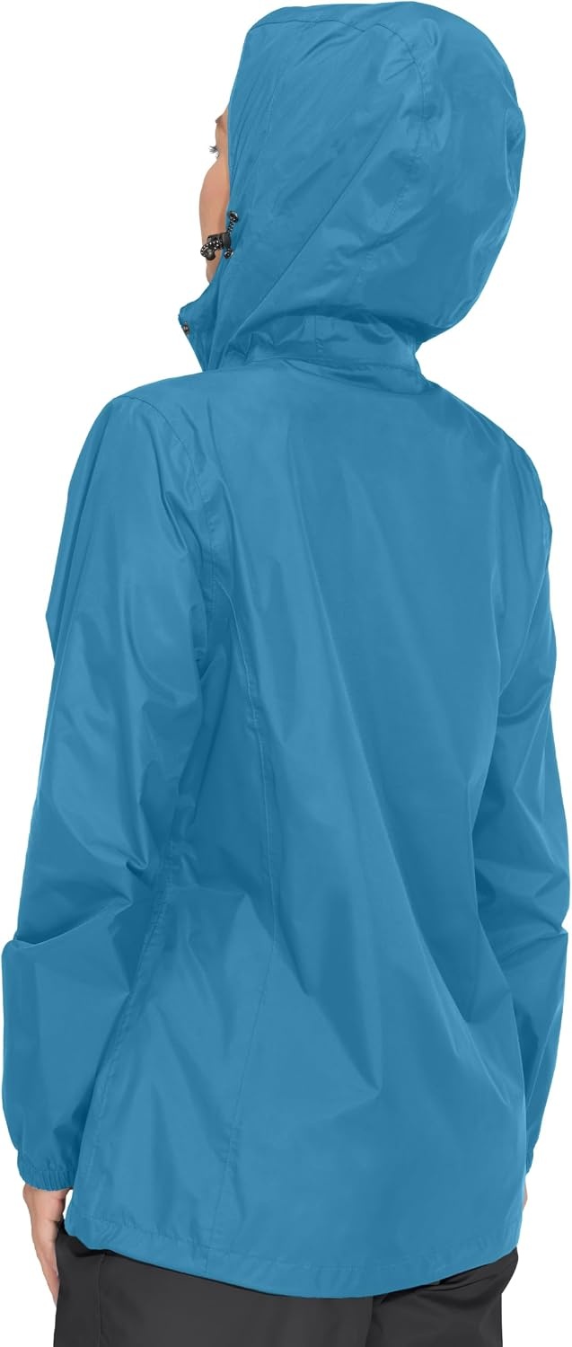image:imageLittle Donkey Andy Womens Packable Waterproof Hooded Rain Jacket Windproof outdoor windbreaker suitable for hiking travel fishing camping and daily outdoor tripsTeal Blue