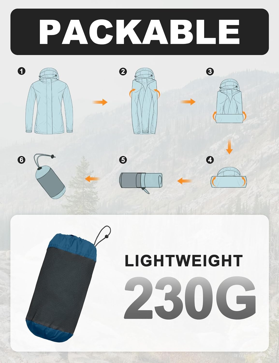 image:imageLittle Donkey Andy Womens Packable Waterproof Hooded Rain Jacket Windproof outdoor windbreaker suitable for hiking travel fishing camping and daily outdoor tripsClassic Blue