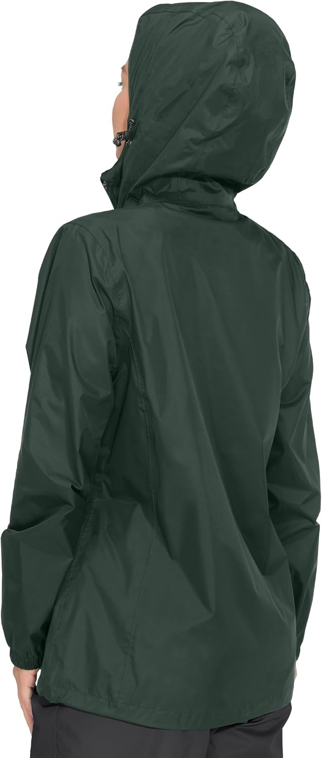 image:imageLittle Donkey Andy Womens Packable Waterproof Hooded Rain Jacket Windproof outdoor windbreaker suitable for hiking travel fishing camping and daily outdoor tripsDark Forest Green