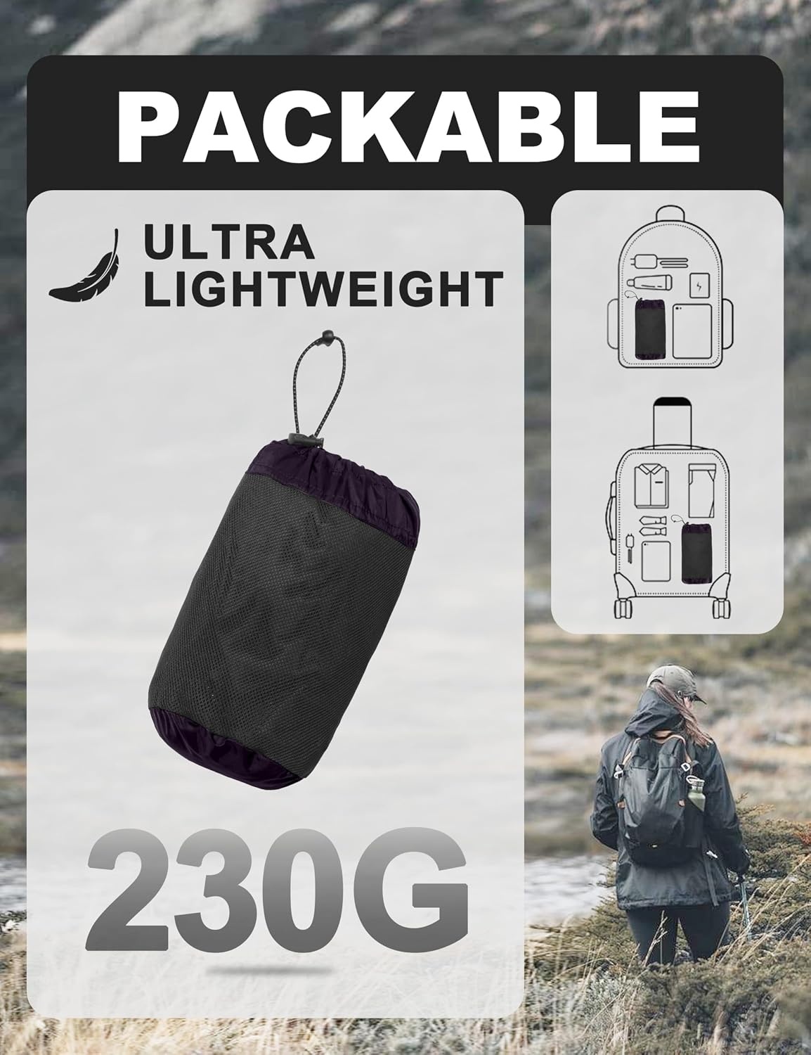 image:imageLittle Donkey Andy Womens Waterproof Hooded Rain Jacket Packable Lightweight amp Windproof Outer Windbreaker Ideal Outdoor Layer For Hiking Travel Fishing amp Outdoor ActivitiesPurple