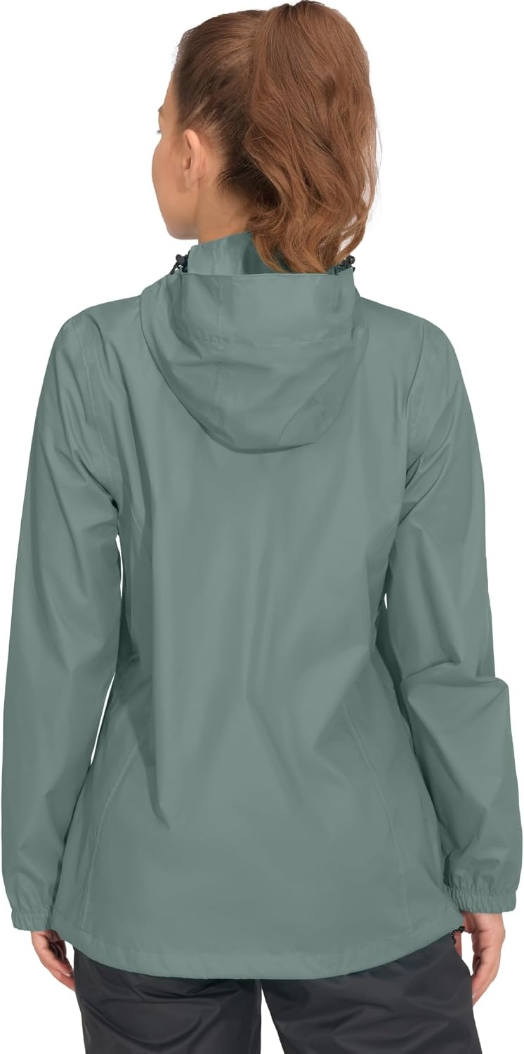 image:imageLittle Donkey Andy Womens Waterproof Hooded Rain Jacket Packable Lightweight amp Windproof Outer Windbreaker Ideal Outdoor Layer For Hiking Travel Fishing amp Outdoor ActivitiesPale Aqua