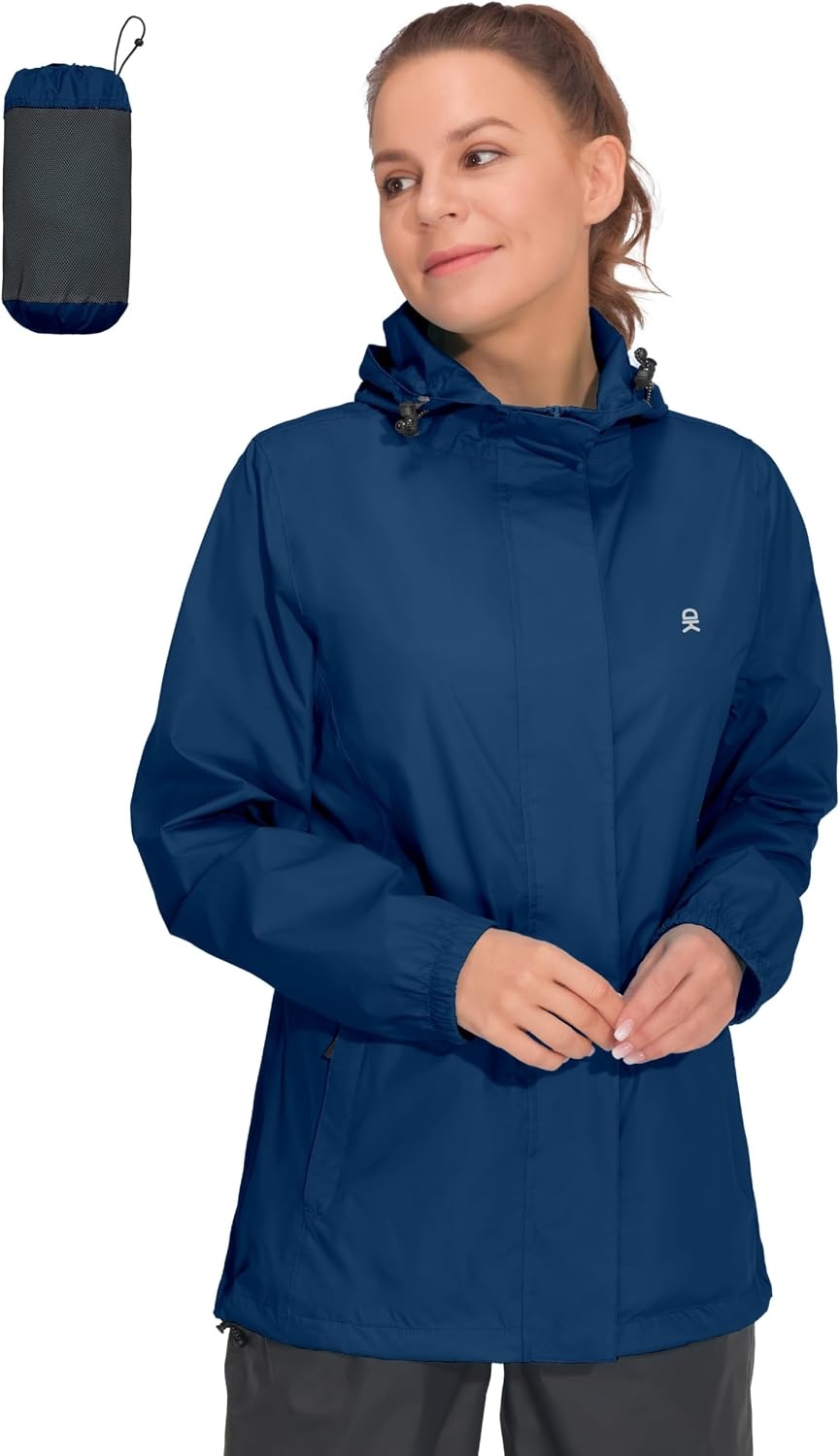 image:imageLittle Donkey Andy Womens Waterproof Hooded Rain Jacket Packable Lightweight amp Windproof Outer Windbreaker Ideal Outdoor Layer For Hiking Travel Fishing amp Outdoor ActivitiesClassic Blue