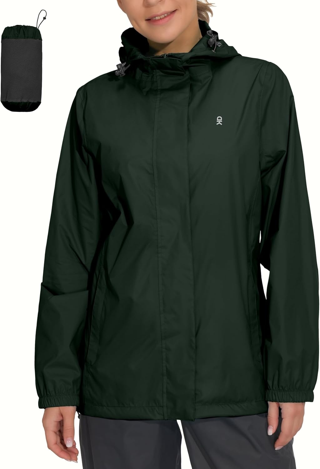image:imageLittle Donkey Andy Womens Waterproof Hooded Rain Jacket Packable Lightweight amp Windproof Outer Windbreaker Ideal Outdoor Layer For Hiking Travel Fishing amp Outdoor ActivitiesRifle Green