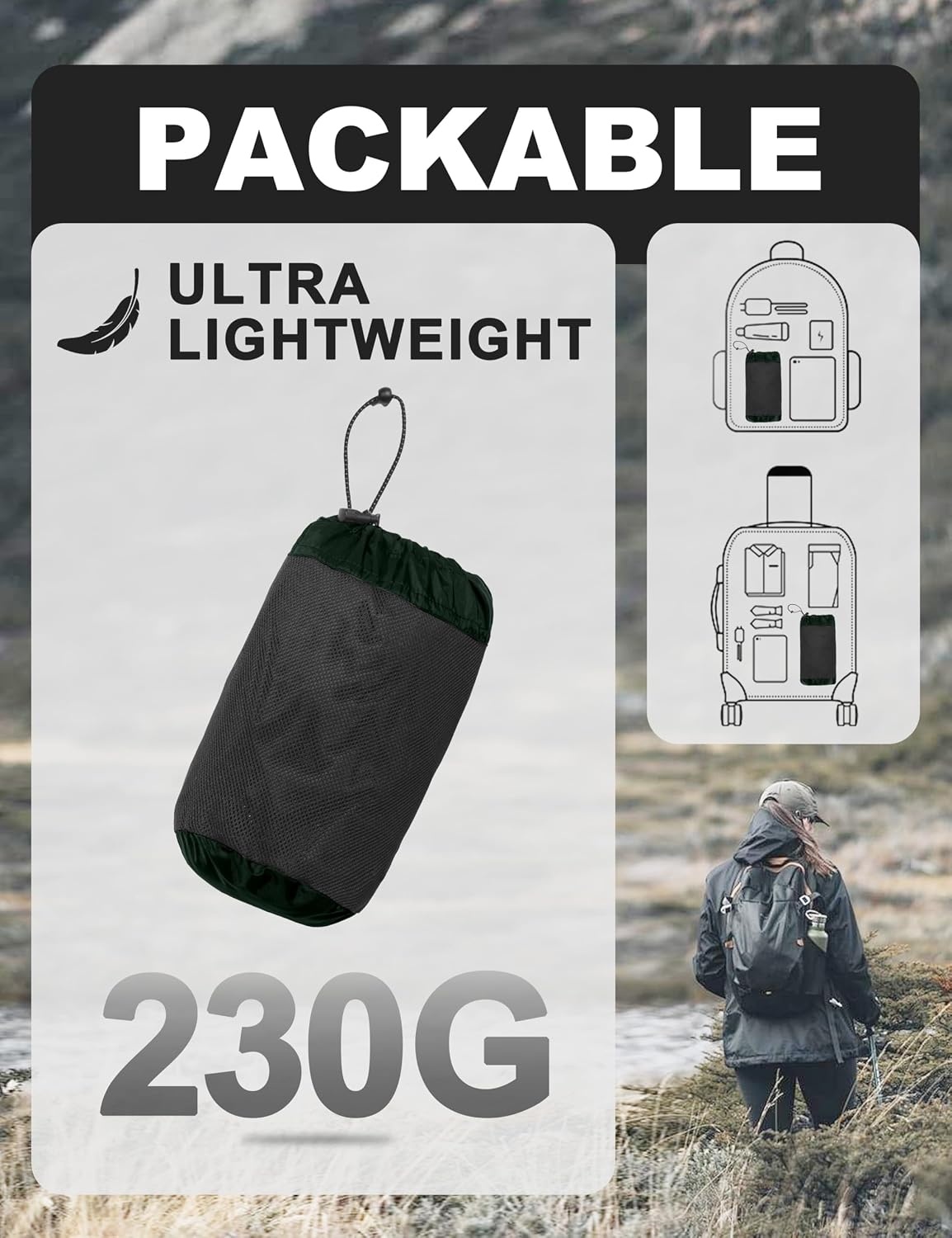 image:imageLittle Donkey Andy Womens Waterproof Hooded Rain Jacket Packable Lightweight amp Windproof Outer Windbreaker Ideal Outdoor Layer For Hiking Travel Fishing amp Outdoor ActivitiesRifle Green