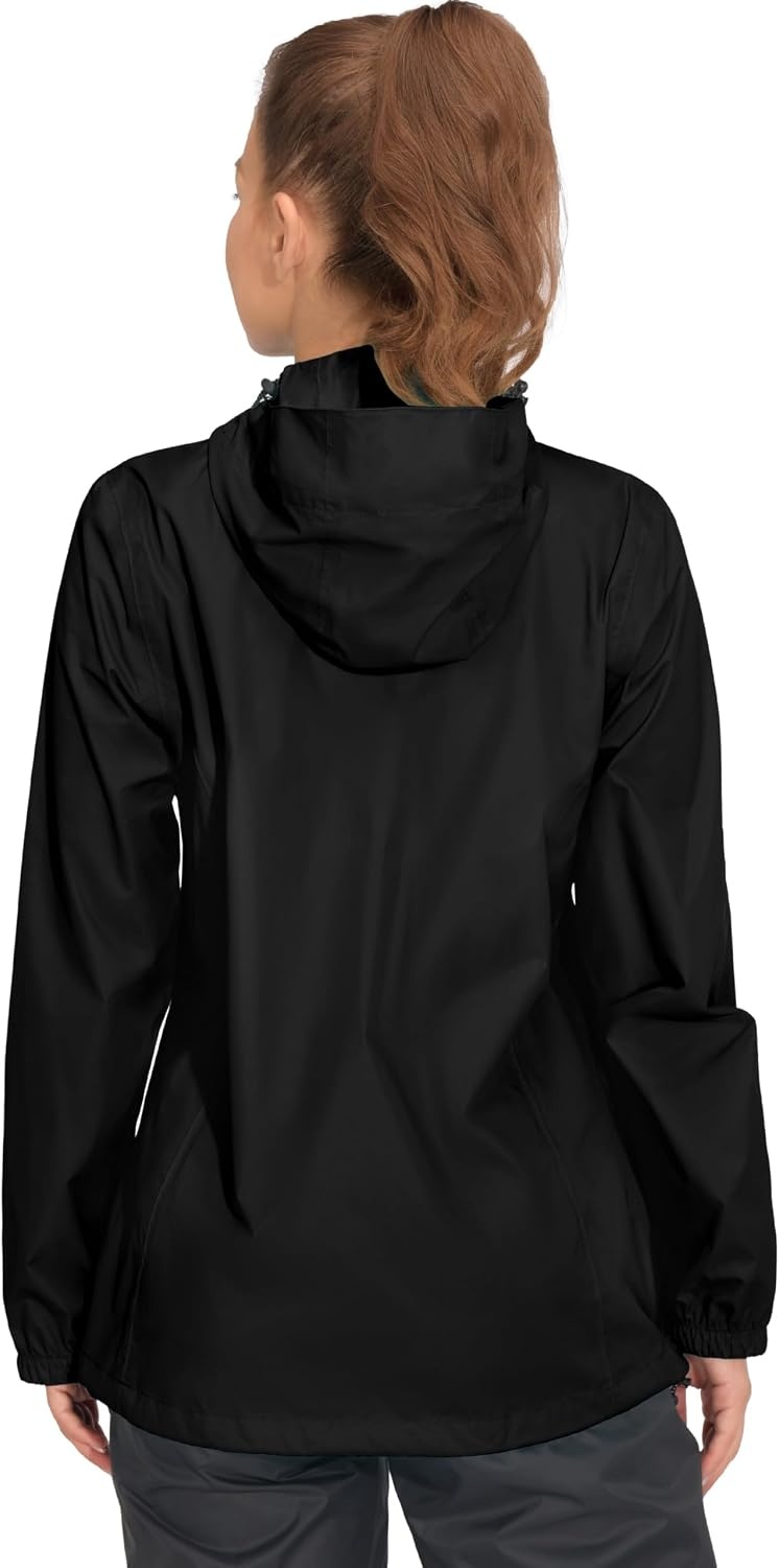 image:imageLittle Donkey Andy Womens Waterproof Hooded Rain Jacket Packable Lightweight amp Windproof Outer Windbreaker Ideal Outdoor Layer For Hiking Travel Fishing amp Outdoor ActivitiesBlack