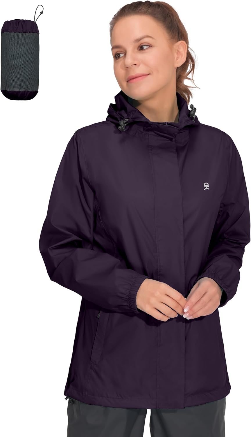 image:imageLittle Donkey Andy Womens Waterproof Hooded Rain Jacket Packable Lightweight amp Windproof Outer Windbreaker Ideal Outdoor Layer For Hiking Travel Fishing amp Outdoor ActivitiesPurple