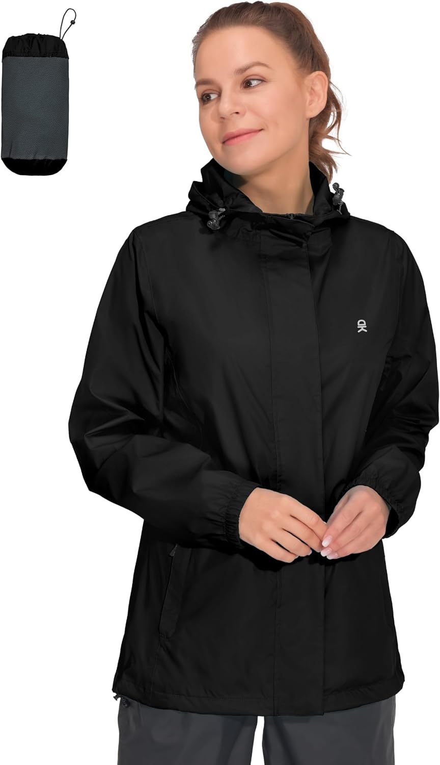 image:imageLittle Donkey Andy Womens Waterproof Hooded Rain Jacket Packable Lightweight amp Windproof Outer Windbreaker Ideal Outdoor Layer For Hiking Travel Fishing amp Outdoor ActivitiesBlack