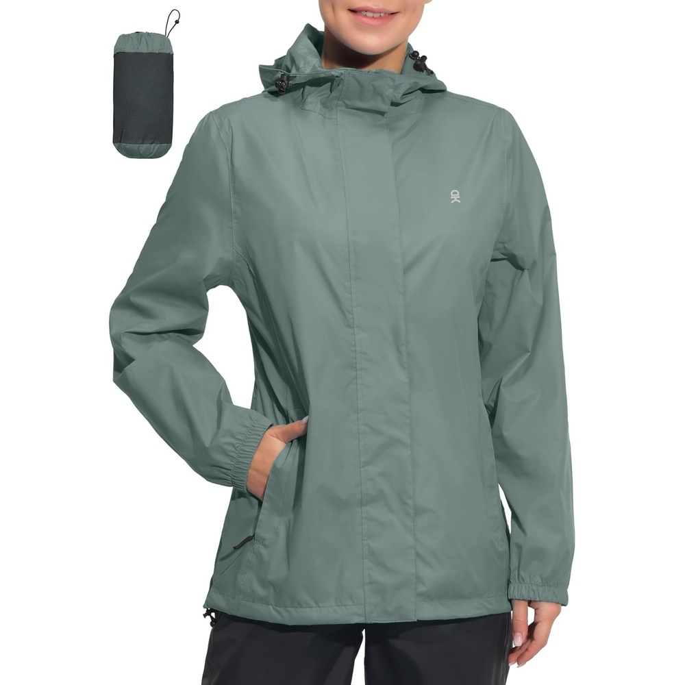 image:imageLittle Donkey Andy Womens Waterproof Hooded Rain Jacket Packable Lightweight amp Windproof Outer Windbreaker Ideal Outdoor Layer For Hiking Travel Fishing amp Outdoor ActivitiesPale Aqua