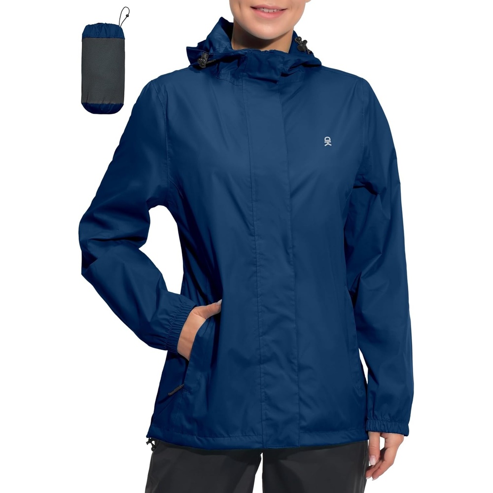 image:imageLittle Donkey Andy Womens Waterproof Hooded Rain Jacket Packable Lightweight amp Windproof Outer Windbreaker Ideal Outdoor Layer For Hiking Travel Fishing amp Outdoor ActivitiesClassic Blue