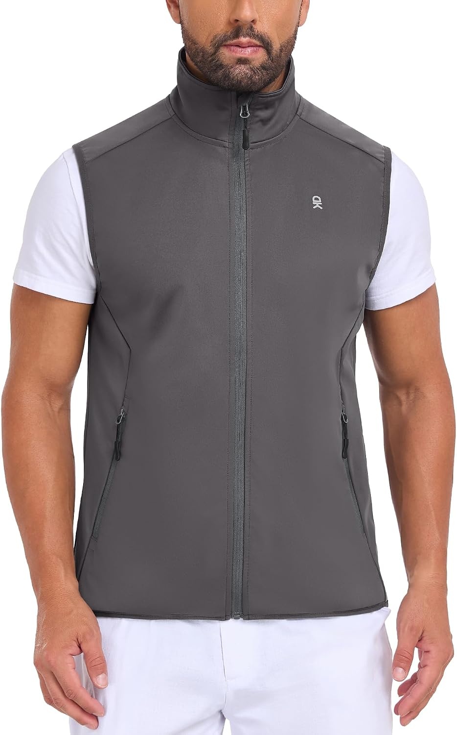 image:imageLittle Donkey Andy Mens Softshell Vest Lightweight Windproof Waterproof Windproof WaterResistant Shell 4Way Stretch Fabric Lightweight Softshell Vest Outdoor Running Cycling Golf Hiking TravelBasic Gray