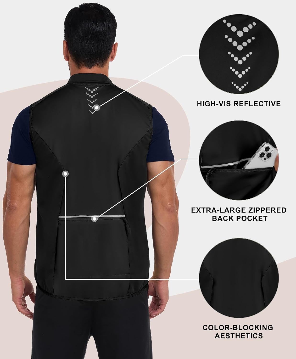 image:imageLittle Donkey Andy Mens Softshell Vest Lightweight Windproof Waterproof Windproof WaterResistant Shell 4Way Stretch Fabric Lightweight Softshell Vest Outdoor Running Cycling Golf Hiking TravelReflective Black