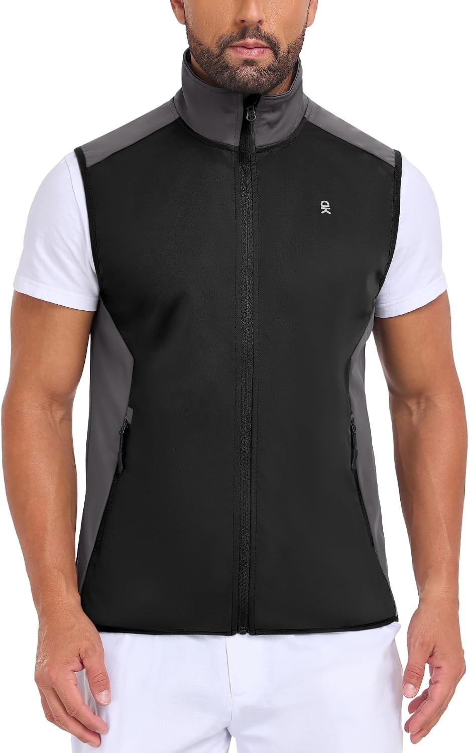 image:imageLittle Donkey Andy Mens Softshell Vest Lightweight Windproof Waterproof Windproof WaterResistant Shell 4Way Stretch Fabric Lightweight Softshell Vest Outdoor Running Cycling Golf Hiking TravelBasic Black Gray
