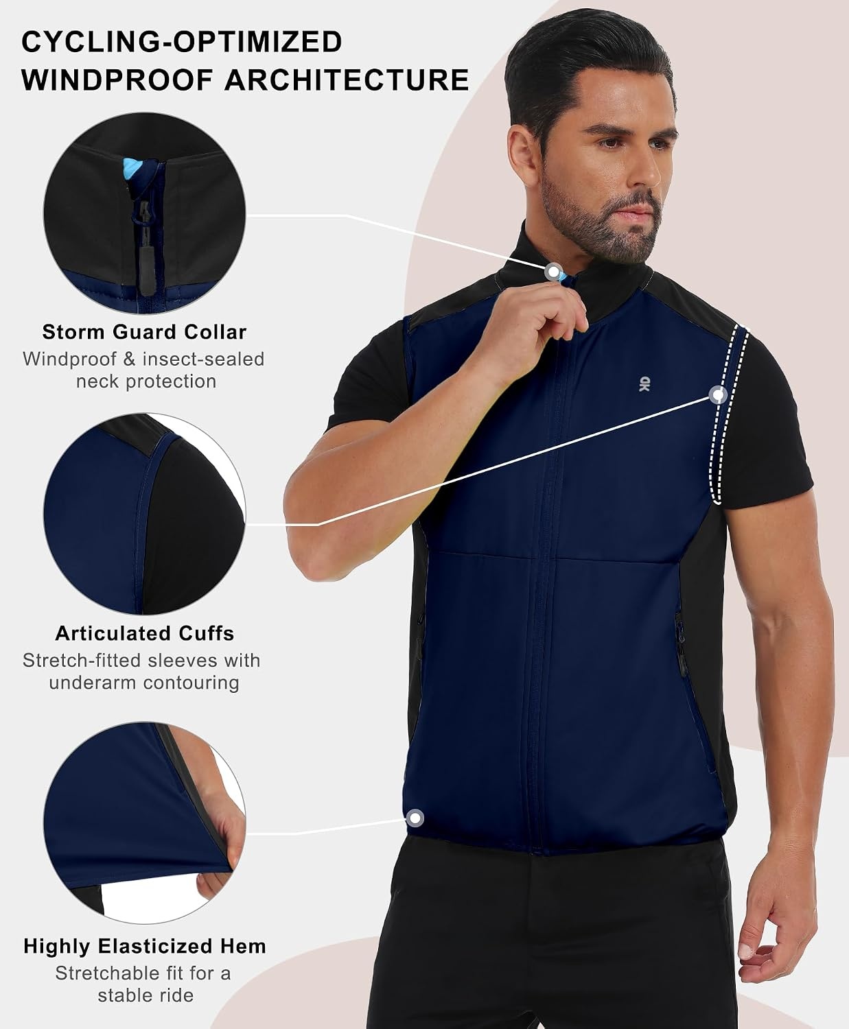image:imageLittle Donkey Andy Mens Softshell Vest Lightweight Windproof Waterproof Windproof WaterResistant Shell 4Way Stretch Fabric Lightweight Softshell Vest Outdoor Running Cycling Golf Hiking TravelReflective Blue