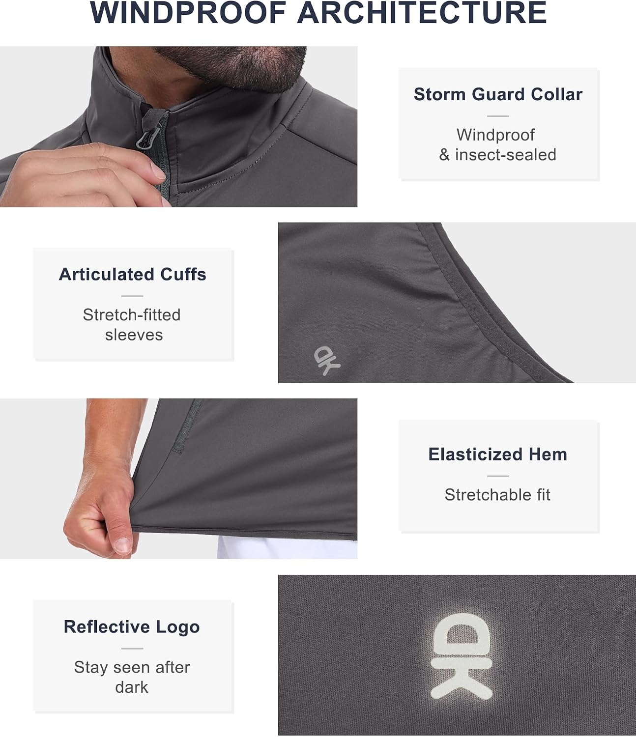 image:imageLittle Donkey Andy Mens Softshell Vest Lightweight Windproof Waterproof Windproof WaterResistant Shell 4Way Stretch Fabric Lightweight Softshell Vest Outdoor Running Cycling Golf Hiking TravelBasic Gray