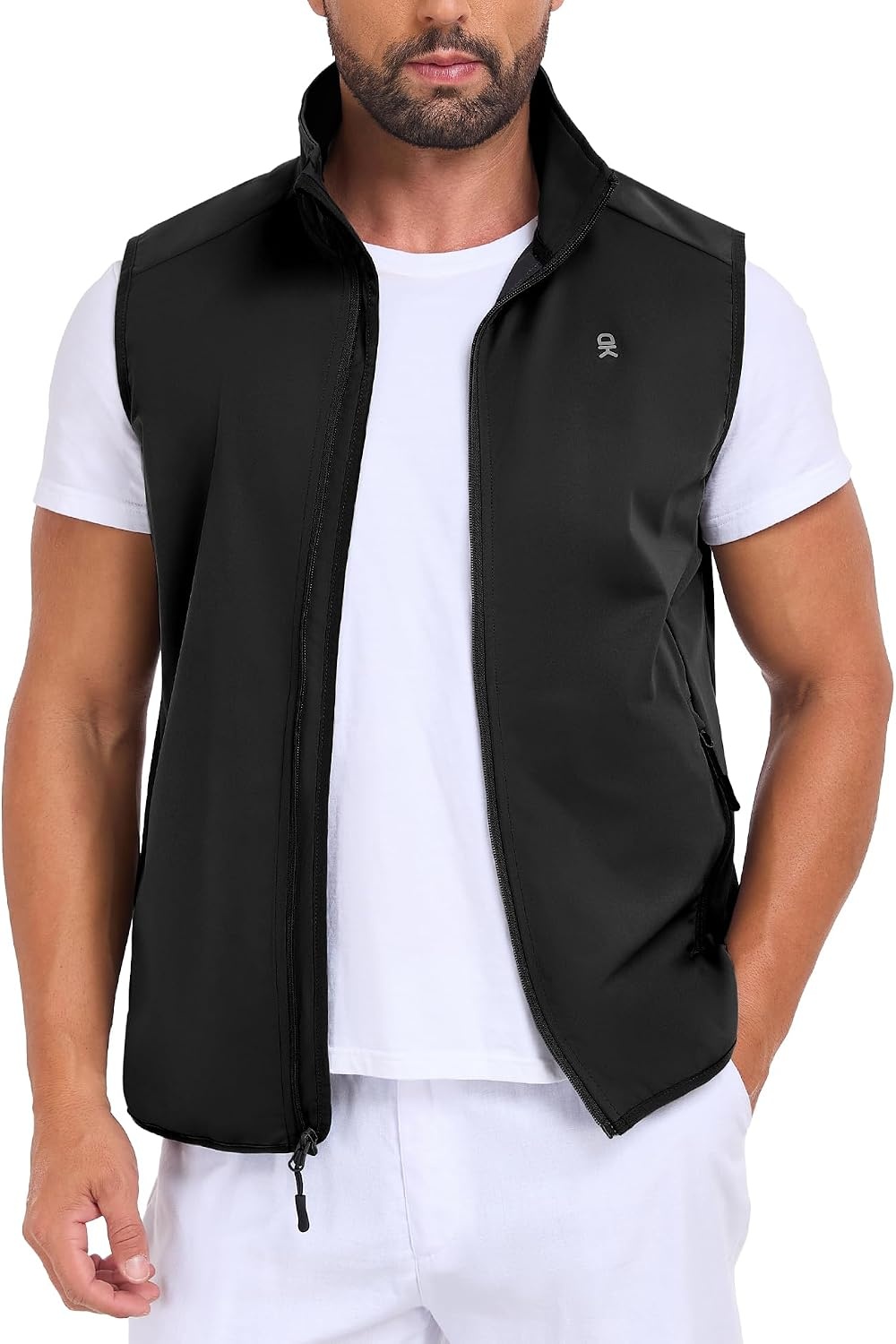 image:imageLittle Donkey Andy Mens Softshell Vest Lightweight Windproof Waterproof Windproof WaterResistant Shell 4Way Stretch Fabric Lightweight Softshell Vest Outdoor Running Cycling Golf Hiking TravelBasic Black