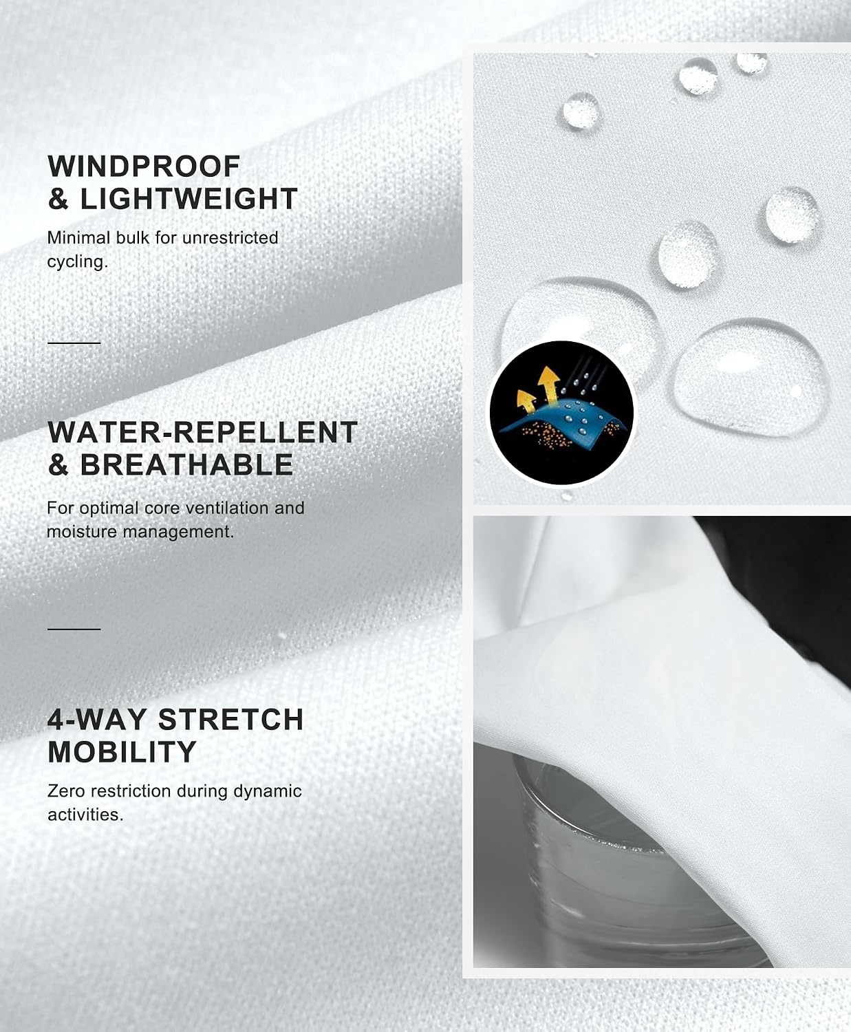 image:imageLittle Donkey Andy Mens Softshell Vest Lightweight Windproof Waterproof Windproof WaterResistant Shell 4Way Stretch Fabric Lightweight Softshell Vest Outdoor Running Cycling Golf Hiking TravelReflective White