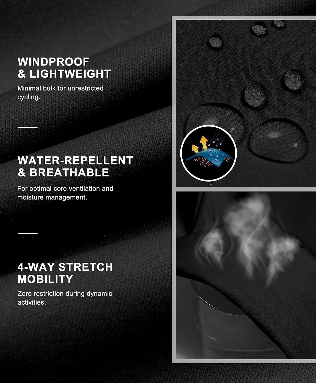 image:imageLittle Donkey Andy Mens Softshell Vest Lightweight Windproof Waterproof Windproof WaterResistant Shell 4Way Stretch Fabric Lightweight Softshell Vest Outdoor Running Cycling Golf Hiking TravelReflective Black