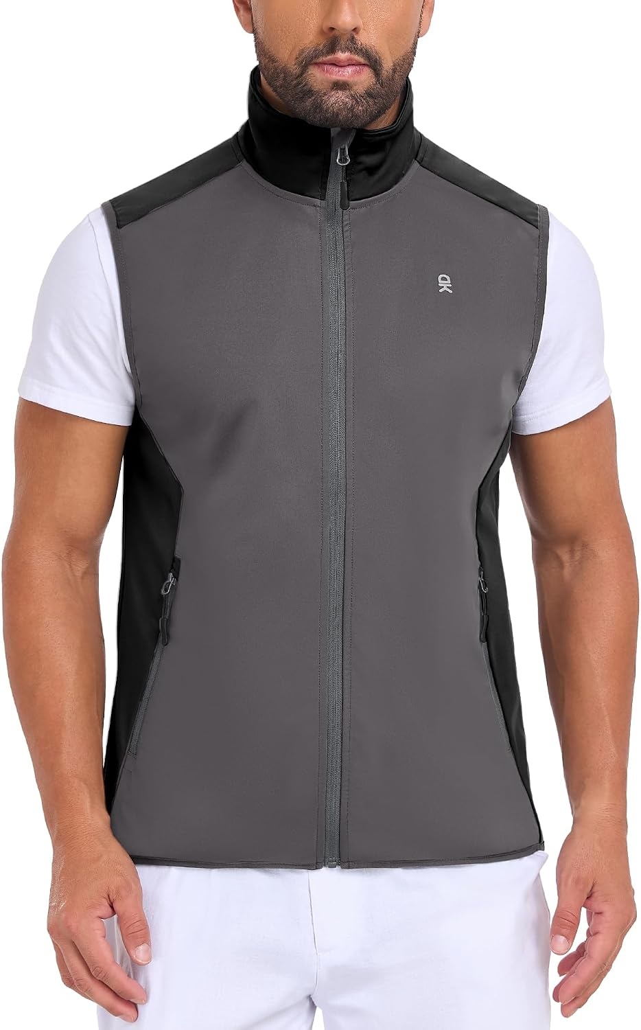 image:imageLittle Donkey Andy Mens Softshell Vest Lightweight Windproof Waterproof Windproof WaterResistant Shell 4Way Stretch Fabric Lightweight Softshell Vest Outdoor Running Cycling Golf Hiking TravelBasic Gray Black